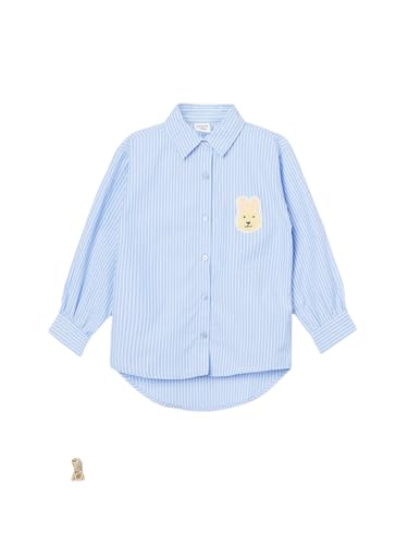 Max Girl's Full Sleeves Collared Regular Fit Striped Shirt Blue