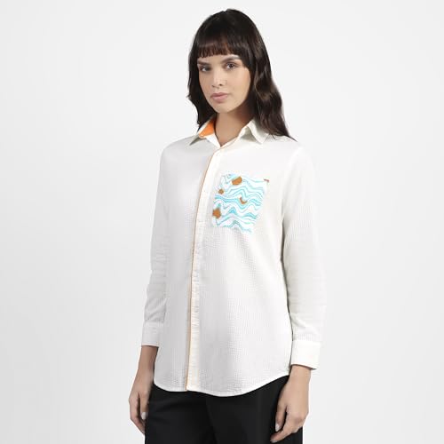 Skechers Women Oversized Printed Shirt White Top