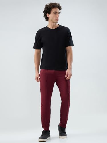 Park Avenue Men Slim Fit Solid Pattern Cotton Polyester Spandex Blend Flat Front Casual Jogger Pant