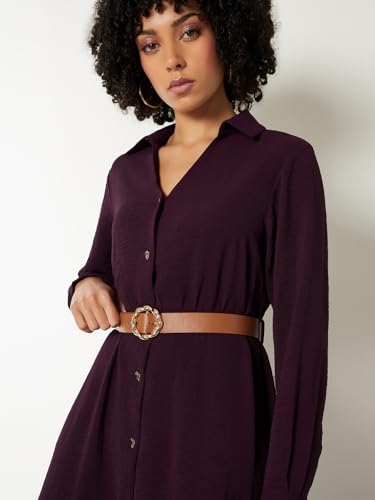 Max Women's Polyester A-Line Below The Knee Dress (DTI3808_Wine