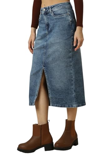 Women Blue Solid Casual Skirt
