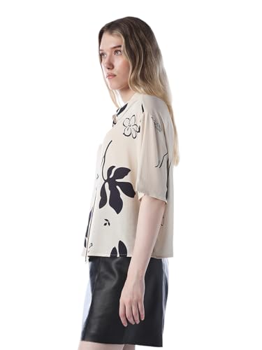 ONLY Women's Abstract Print Regular Fit White Shirt