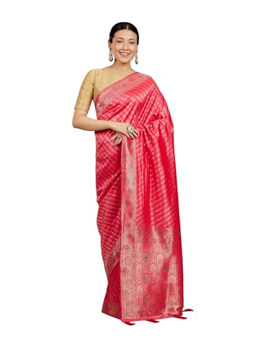 MOHEY Women's Art Silk Embroidered & Embellished Saree(Pink)