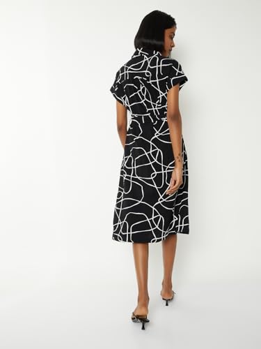Max Women Printed Midi Dress (Black_S)