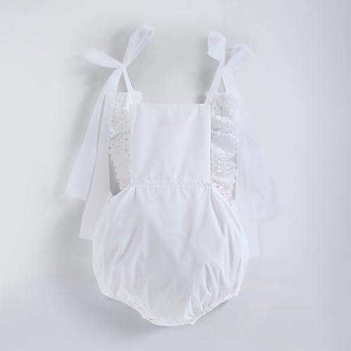 Hopscotch Girls Lace Bow Applique Onesie with Headband in White Color For Age (12-18 Months)