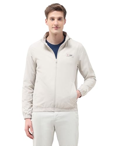 U.S. POLO ASSN. Mens Transitional Jacket With Conceled Hood Full Sleeve Jackets (USJCKS031_Ecru_L)