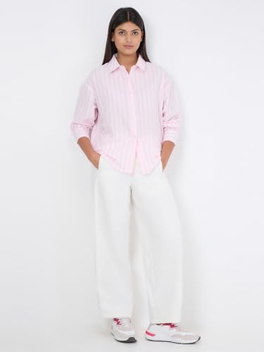 Pepe Jeans Pink Striped Women Long Sleeves Shirt