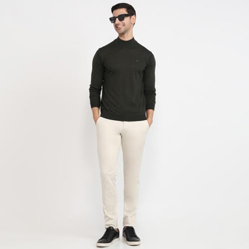Raymond Men Contemporary Fit Solid Pattern Marino Wool Acryalic Blend Full Sleeve Turtle Neck Casual Sweater