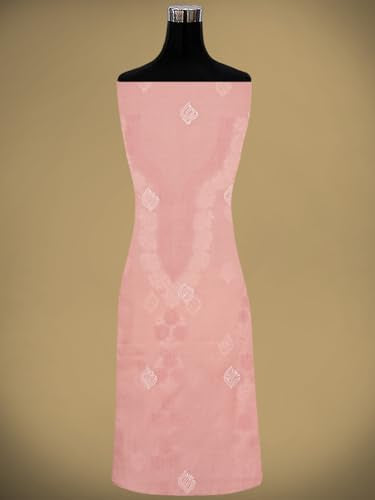 Ada Hand Embroidered Lucknowi Chikankari Unstitched Cotton Dress Material Suit Piece with Dupatta for Women 01A873293 Peach