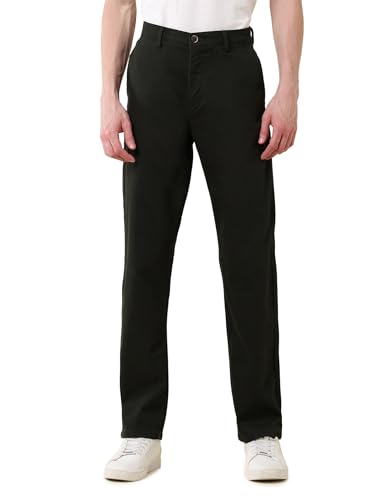 U.S.Polo Association Men's Solid Riley Straight Fit Twill Trousers Olive