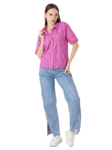 Zink London Women's Pink Solid Regular Shirt