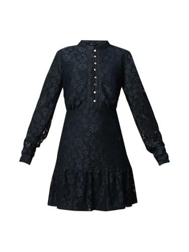 ONLY Women Self Design Fit and Flare Party Blue Fit and Flare Dress