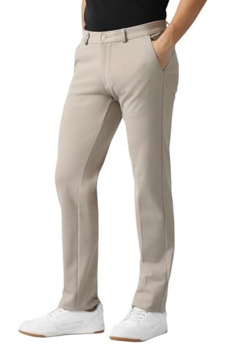 Men Beige Textured Trousers