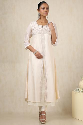 Soch Women's Chanderi Salwar Suit Set (EWS5CD21503_Beige