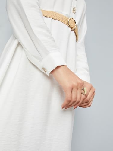 Max Women's Cotton Blend Classic Midi Casual Dress (AE05_White