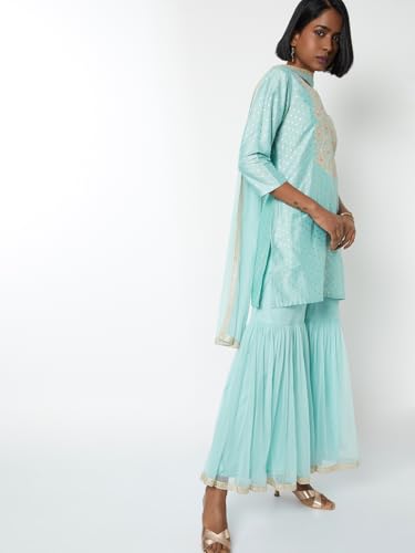 Max Women's Polyester Blend Kurta Set (CTKST54125_Blue