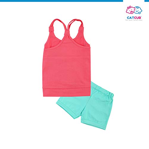 CATCUB Girl's Cotton Top & Shorts/hot Pants(CC-95-1-2; Pink; 12-24 Months)