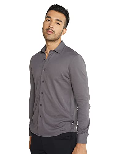 DAMENSCH Constant Cotton Thermoregulating Pique Full Shirts-Pack of 1-Blackened Pearl-Medium