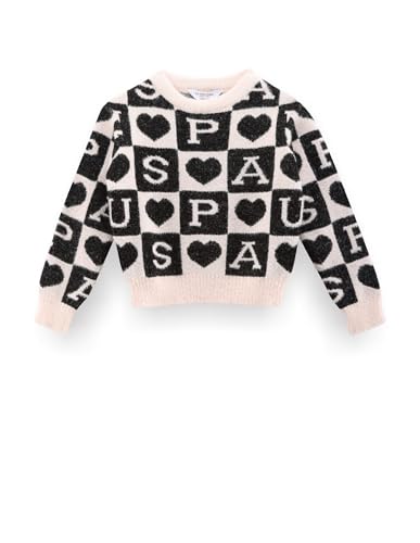 U.S. POLO ASSN. Girls Patterned Knit Sweatshirt Pink and Black