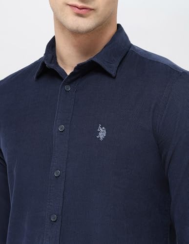 U.S. Polo Assn. Denim Co. Men's Corduroy Regular Fit Shirt (UDSHT1890_Navy_46)