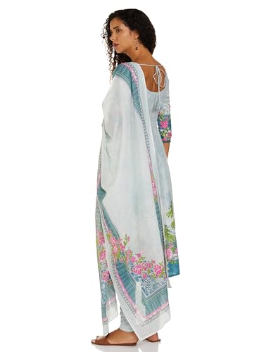 BIBA Women's Cotton Kurta Suit Set (SKDASRTD8519ESS23PWRBLU_Turquoise