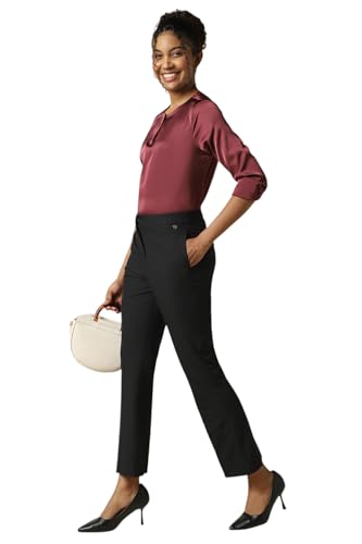 Allen Solly Women Black Solid Formal Trousers