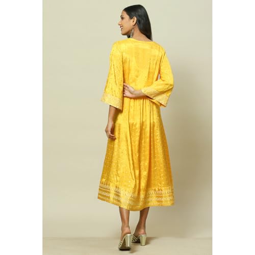 Rangriti Women Mustard Liva Kalidar Dress_36