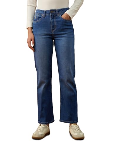 U.S. POLO ASSN. High Rise Straight Fit Jeans (UWAW25JEN447_Blue_26)