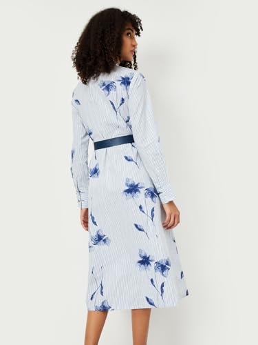 Max Women's Cotton A-Line Midi Dress (WB55002_Indigo