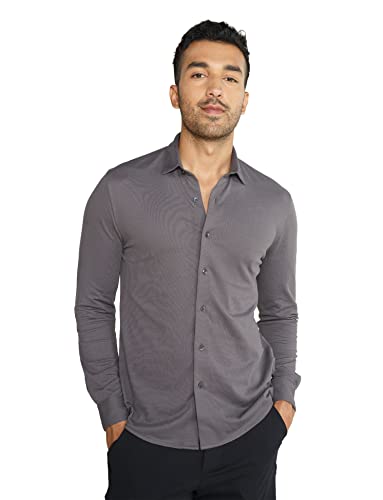 DAMENSCH Constant Cotton Thermoregulating Pique Full Shirts-Pack of 1-Blackened Pearl-Medium