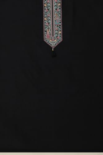 Soch Womens Black Vatican Silk Embroidered Unstitched Dress Material With Thread Work