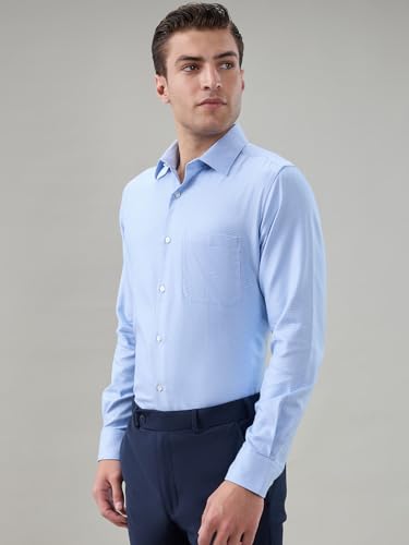 Raymond Blue Structure Pattern Men Long Sleeve Casual Shirt