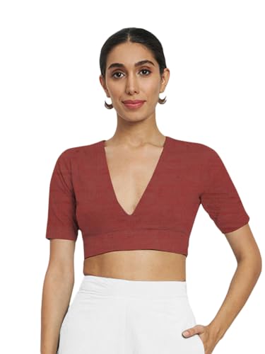 Thevasa Women's Dupion Raw Silk Divine Depth Blouse