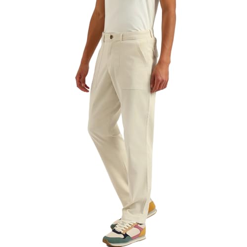 United Colors of Benetton Solid Straight Fit Trousers (Size: 30)-25P4CTWB1061I901 Off White