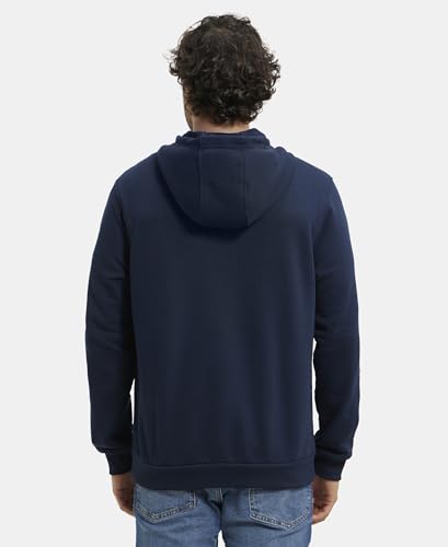 Jockey UM54 Men's Super Combed Cotton Rich French Terry Hoodie Sweatshirt with Ribbed Cuffs_Navy_L