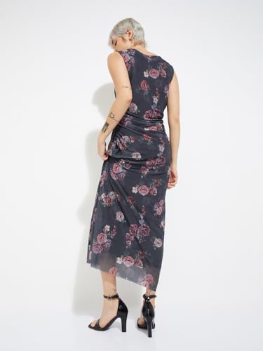 Max Alaya F x URB_N Women Floral Print Bodycon Dress (Grey_L)