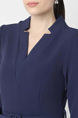 Van Heusen Women's Polyester Blend Modern Mid-Thigh Length Dress (VWDRCRGPQ14305_Navy