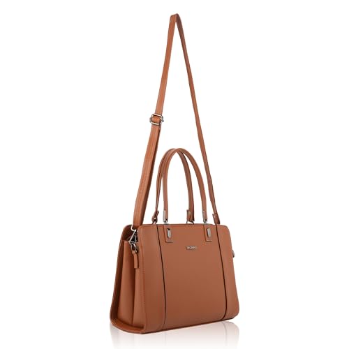 BAGNINE Handbag for Women - Brown | Structured Top Handle Satchel | Removable Strap | Smooth Zipper Closure | Elegant Carry Purse for Office, Work, Travel, Shopping & Daily Use