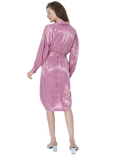 VERO MODA Women Printed Polyester Knee Length Pink Shirt Dress