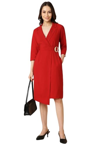 Allen Solly Women Red Solid Formal Dress