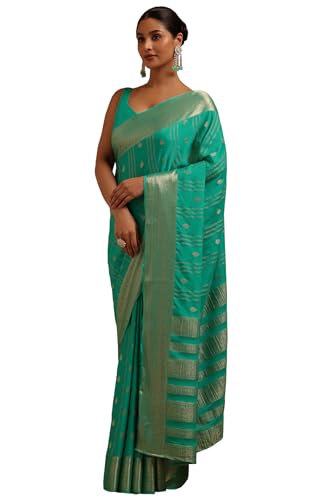 Soch Womens Green Georgette Zari Woven Saree