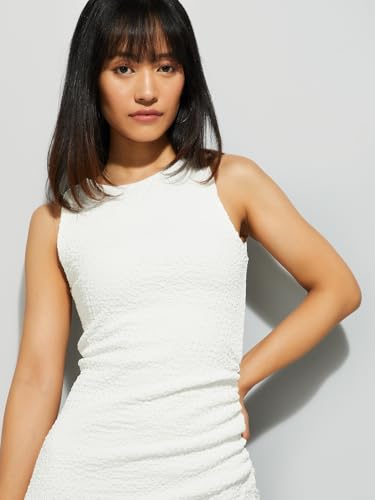 Max Women Maxi URB_N Textured Bodycon Dress (Ivory_L)