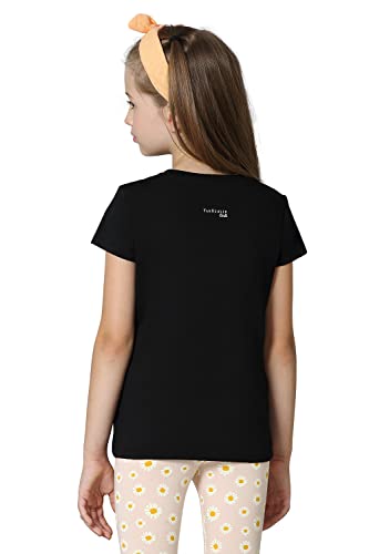 Van Heusen Girls T-Shirt - 100% Cotton - Ultra Soft, Round Neck, Short Sleeve_56405_Black_11-12 Years