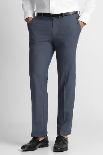 Men Blue Textured Trousers