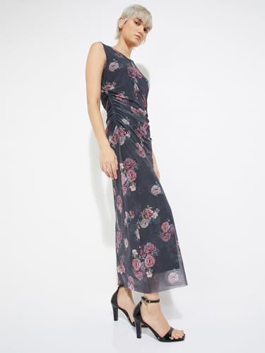 Max Alaya F x URB_N Women Floral Print Bodycon Dress (Grey_XL)