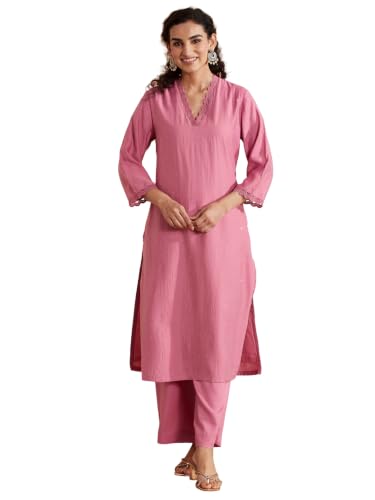 BIBA Viscose Rayon Printed Straight Semi-Formal Kurta With Palazzo
