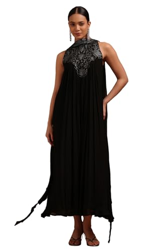 Soch Womens Black Chinon Dress with Mukaish
