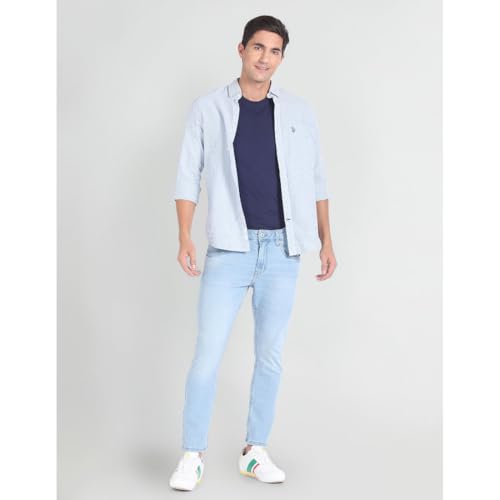 U.S. POLO ASSN. Men's Cropped FIT Jeans (UDJENO1202_Blue