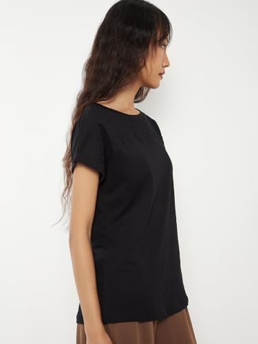 Max Women Embroidered Top(Black_XXL)