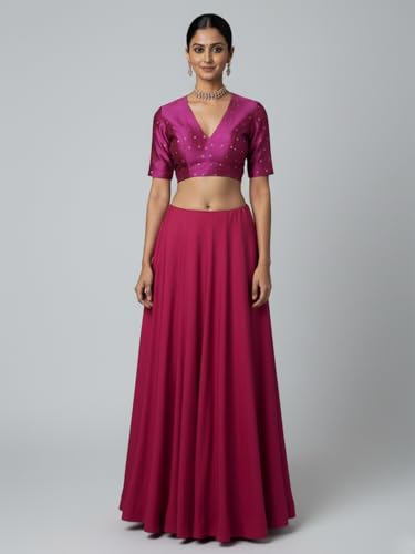 Thevasa Women's Fuchsia Gold Dot Divine Depth Blouse